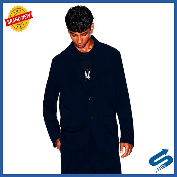 Men's Stretch Blazer with Button Closure and Pockets Dry Clean Only